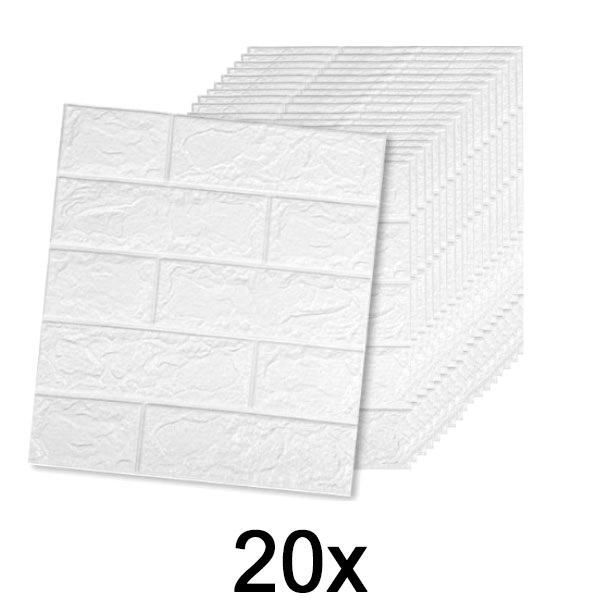 4x Papier peint autocollant avec motif 3D de briques (5 pièces) | BRICKSBY