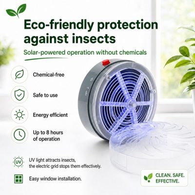Lampe anti-moustiques solaire pour fenêtre - Lumière UV, autonomie 8h | BUZZORA