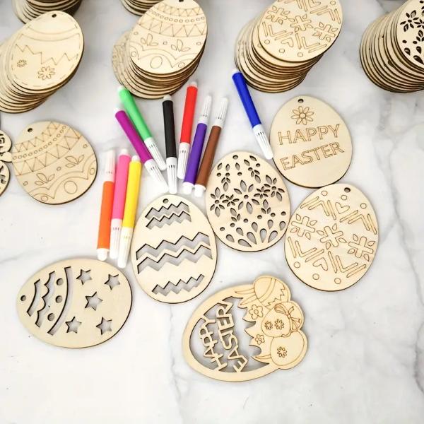 Œufs de Pâques en bois EGGNAMENTIFY